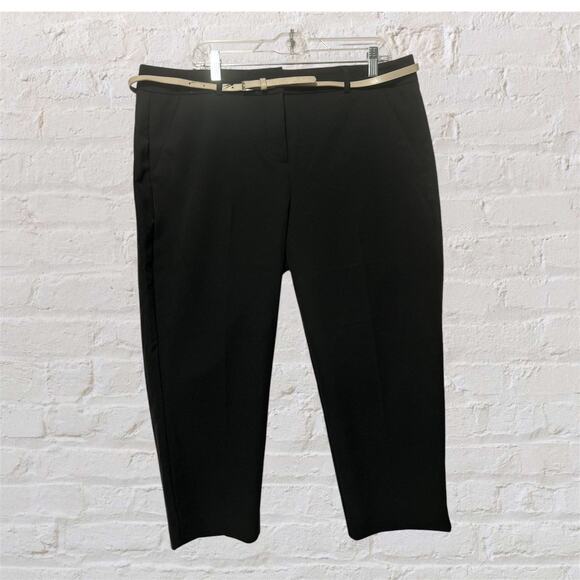 Apt 9 Women's Black Torie Mid Rise Belted Straight Leg Capri Size 16 NWT - Picture 1 of 11